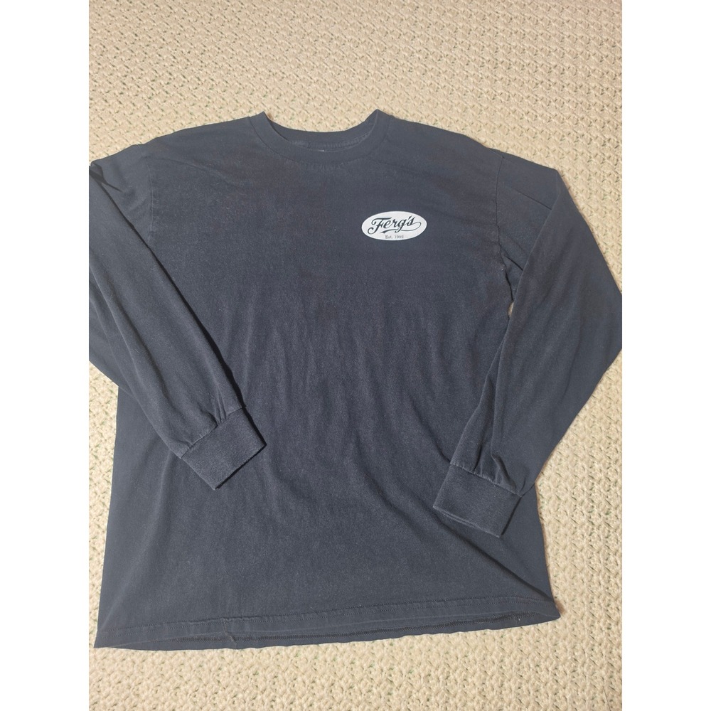 Gildan Fergs Sports Bar T-Shirt Mens Large Black Excellent Long Sleeve Graphic